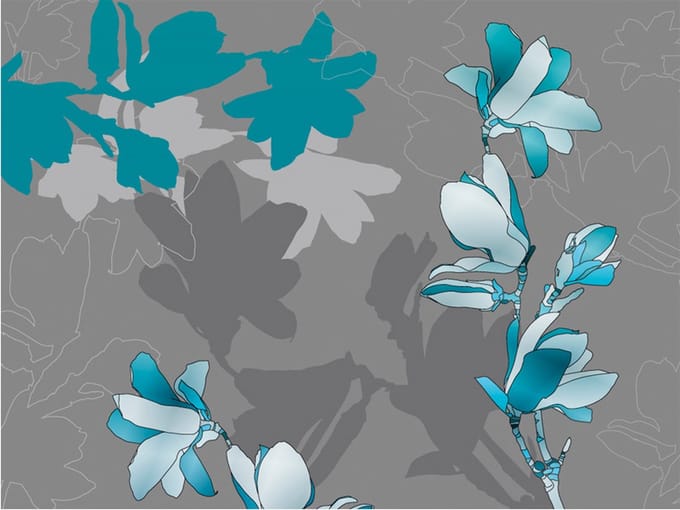 Fotobehang - Blauw magnolia.