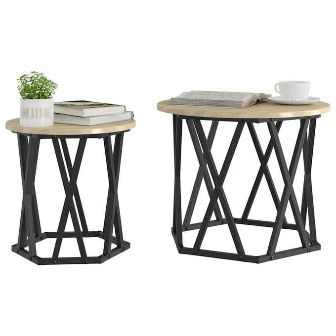 vidaXL - Bijzettafel - 2 - st - Sonoma - Eik - 50 - x - 50 - x - 40 - cm