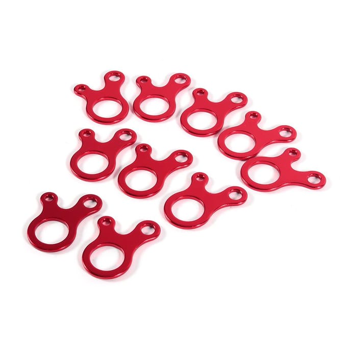 10 stuks aluminium kampeerluifelkoord, touwspanner, scheerlijn, haak, hanger rood