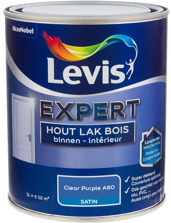 Levis - Expert Hout Lak Binnen Satin Mix - Clear Purple A80 - Mengverf - 1 L