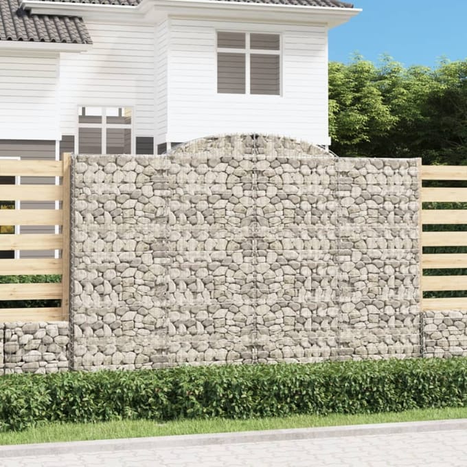 vidaXL - Schanskorven - 2 - st - gewelfd - 300x50x200/220 - cm - ijzer