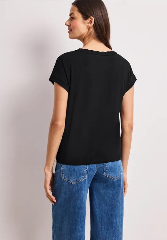 Shirt met ronde hals en decoratieve tape