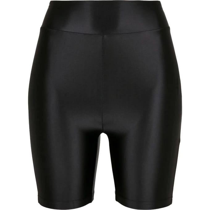 Urban Classics - Highwaist Shiny Metallic Korte cycle broek - S - Zwart
