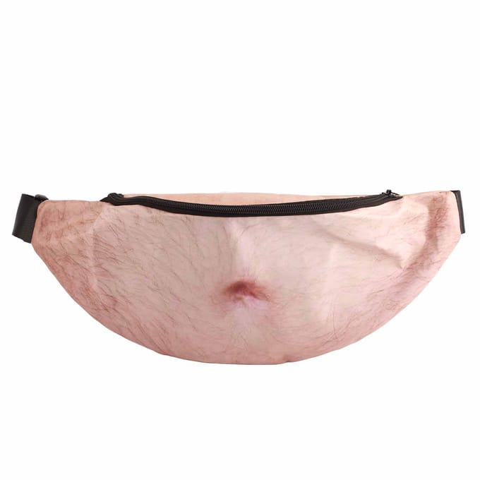 Buik Heuptas PU Leer 3D Print Dadbod Buik Vuilafstotend Waterdicht Verstelbaar Grappige Heuptas white