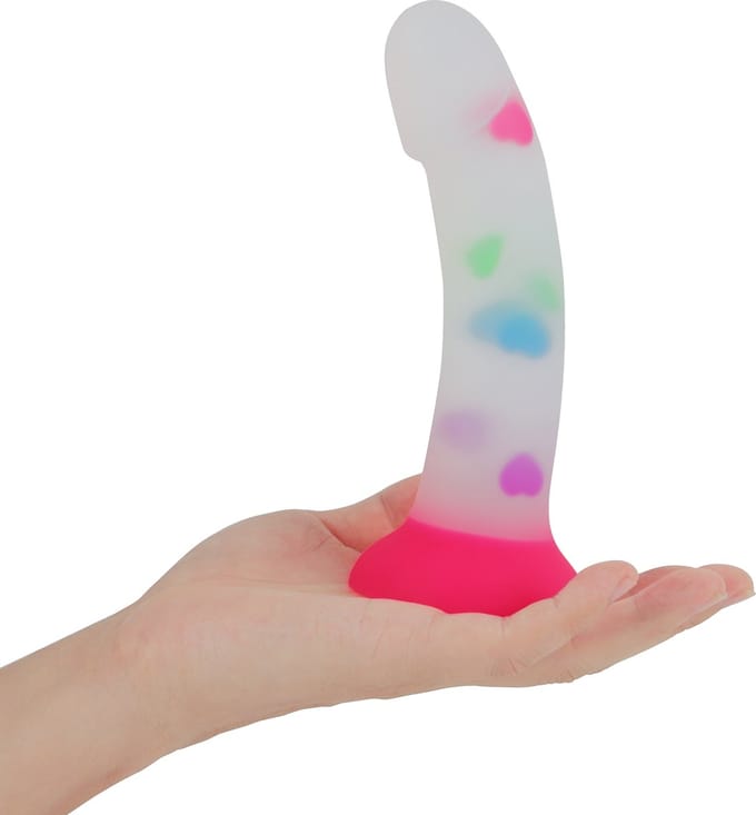 Banoch | Dildo Heart | siliconen glitter hart met roze zuignap | 17 cm lang | Ø 3,4 cm