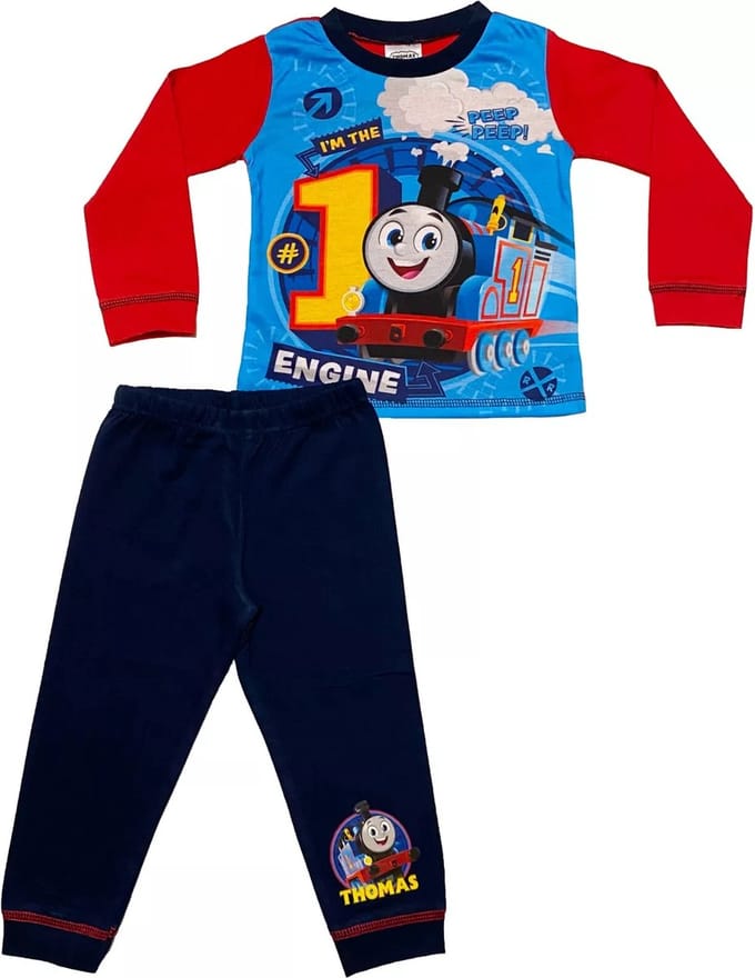 Thomas de Trein - Pyjama - Maat 86/92 - Thomas de Stoomlocomotief - Kinderpyjama - blauw met rood