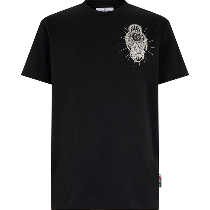 Round Neck T-Shirt Chest Embroidery Skull