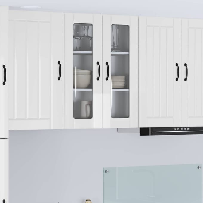 vidaXL - Wandglas - Kasten - LUCCA - Hoogglans - Wit - 60 - x - 31 - x - 80 - cm