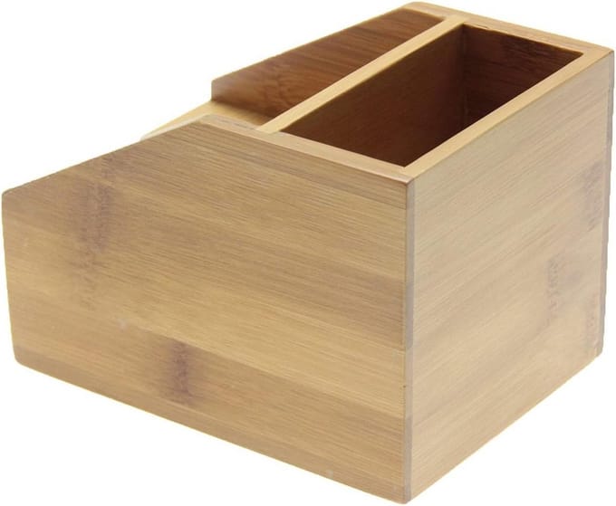 Compacte bureau organizer voor briefpapier met lade van natuurlijk bamboe