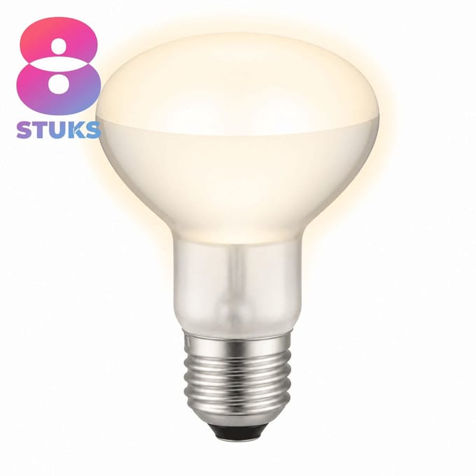 8x Reflector Gloeilamp E27 - 40W - Warm Wit Licht (2700K) - 300 lm - 1 jaar - Dimbaar - R63
