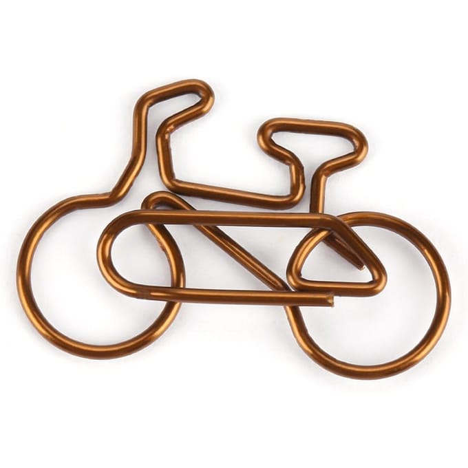 20 stuks Metalen Fietsvormige Paperclips Koffiekleur Bladwijzer Kantoor School Schrijfwaren Clip brown