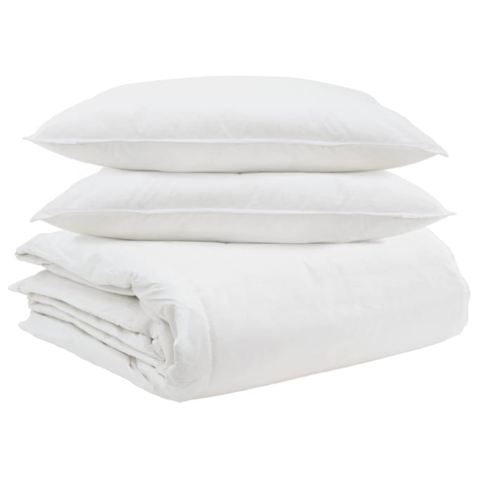 vidaXL - Deken - Set - met - kussen - 3 - st - Wit - Donsveer