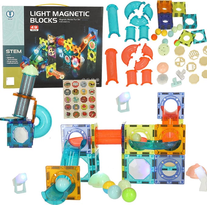Lichtgevende magnetische knikkerbaan 49 elementen