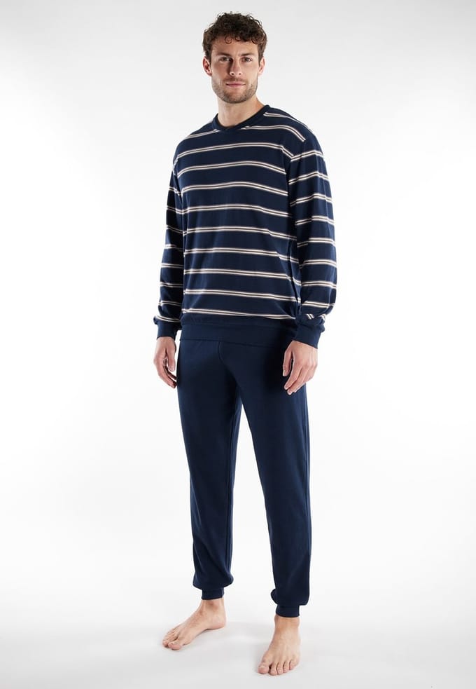 Götzburg pyjama heren - blauw/bruin gestreept - 452348/632 - maat 52