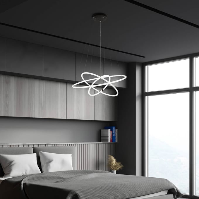 Searchlight Hanglamp Revolve, 3-lamps, wit, acryl, dimbaar