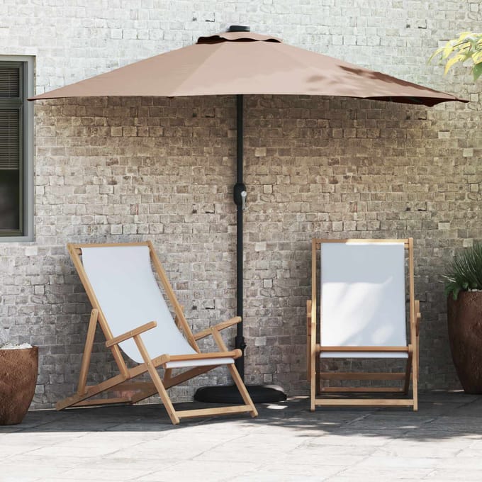 vidaXL - Tuinparasol - 294 - x - 150 - x - 224 - cm - Polyester - en - Staal - Taupe