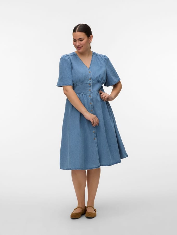 Vero Moda Curve Denim jurk VMCMELANEY Midi-jurk