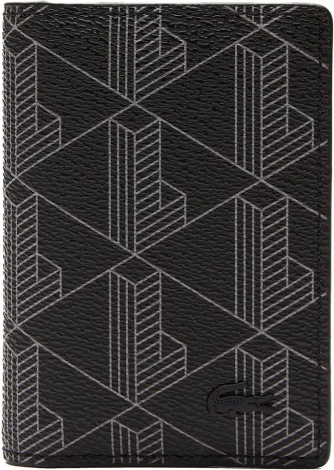 LACOSTE Kaarthoes Pocket Organizer Monogram Noir Gris Zwart