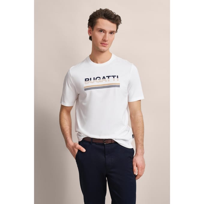 Bugatti Herren T-shirt met rubberen logo-opdruk