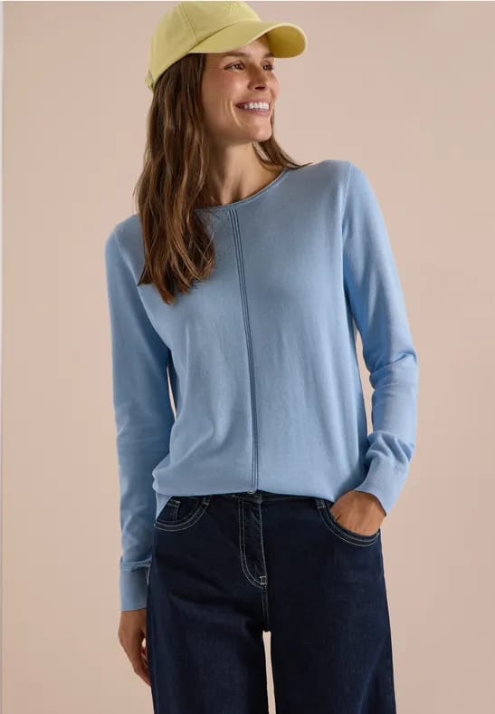 Basic trui met ronde hals in een effen kleur