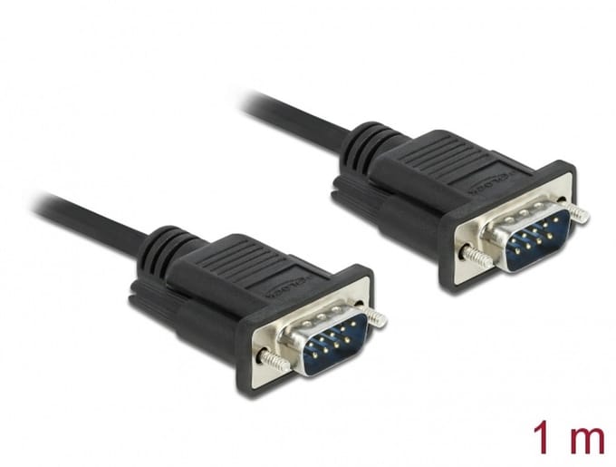 Delock Serial Cable RS-232 D-Sub 9 male to male with narrow plug housing 1 m