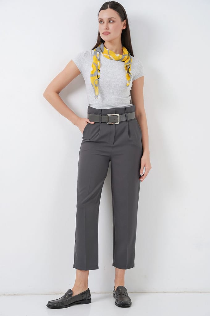Enkelhoge Rechte Broek met Strik
