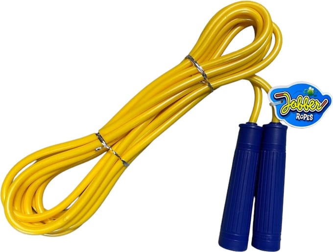 Jobber Toys - Lang springtouw kinderen Stevige handvatten - Geel - 5m