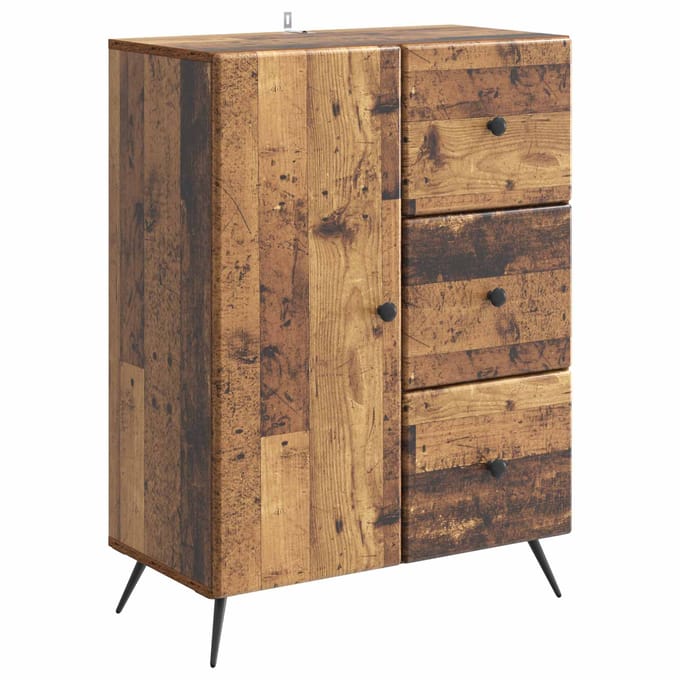 vidaXL - Dressoir - Oud - hout - 66 - x - 34,5 - x - 90 - cm - Bewerkt - hout