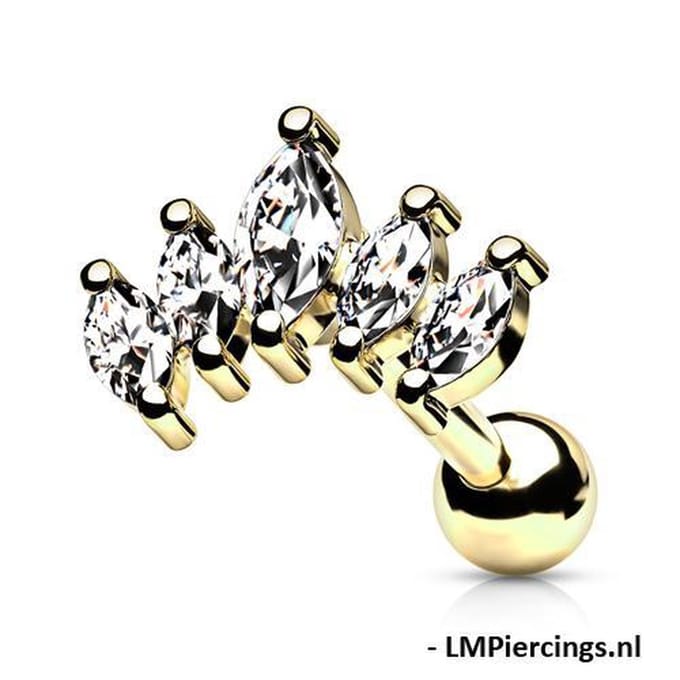 Piercing Graduated prong-set - 1.2x6 - goud - LMPiercings