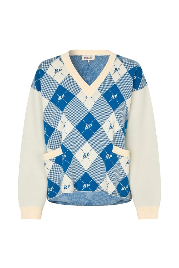 Baum und Pferdgarten Cloe Sweater Federal Blue Check Größe: M | Longsleeves Outlet | Damen | Blau