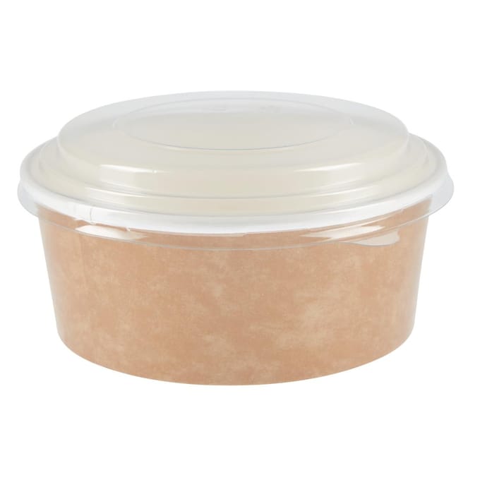 Colpac ronde kraft voedselbakjes met deksel recyclebaar 700ml (150 stuks)