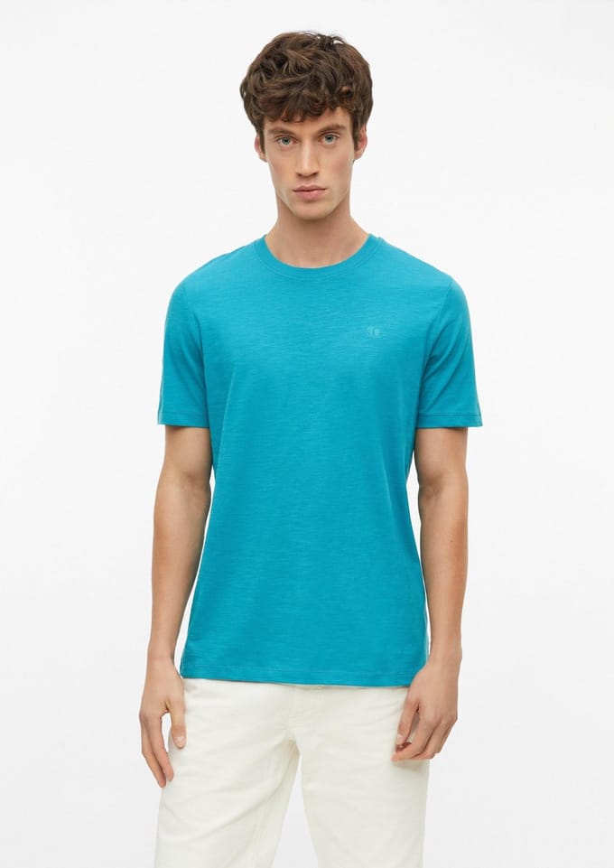 s.Oliver - male - T-shirt in vlamgarenstructuur met logodetail