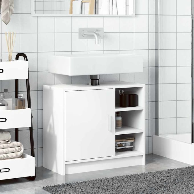vidaXL - Wastafelkast - 63x29x55 - cm - bewerkt - hout - wit