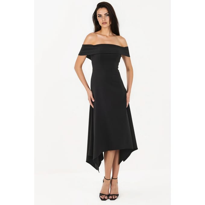 Off Shoulder A-lijn Midi-jurk