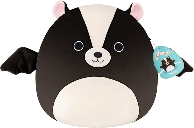 Squishmallows Skyler the Black Skunk Bat 30cm Knuffels en pluche