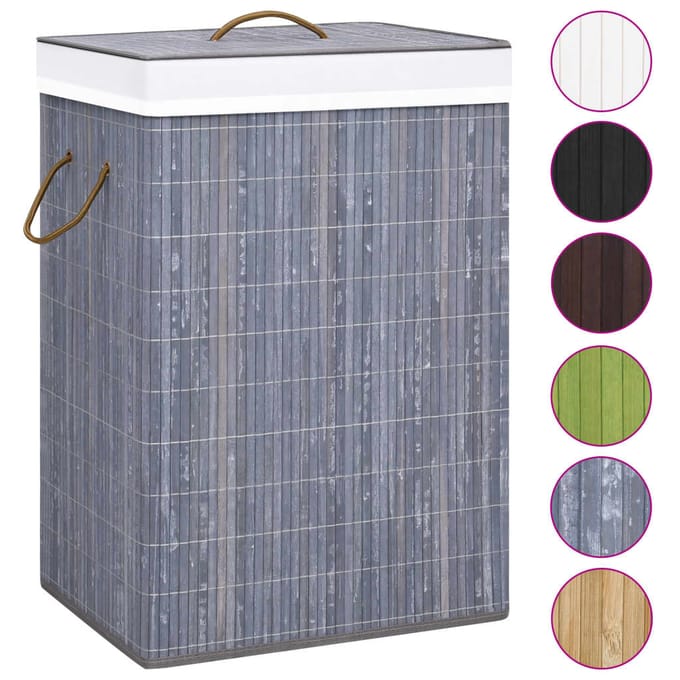 vidaXL - Wasmand - met - 2 - vakken - 72 - L - bamboe - grijs