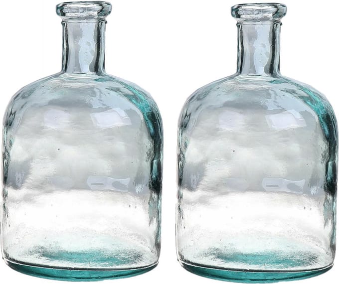 Bellatio Design Bloemenvaas - 2x - helder transparant glas - D15 x H24 cm - vaas