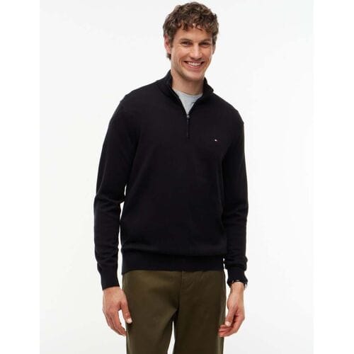 Tommy Hilfiger Tommy Hilfiger Half Zip Pullover Essential Cotton Zip Mock Black  M