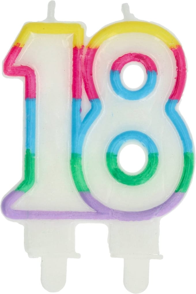 Folat - Kaars Colorblock Cijfer 18 (7,5 x 6cm)