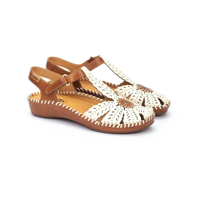 Pikolinos Sandaal P Vallarta 655 0841C1 Nata Wit Cognac Combi