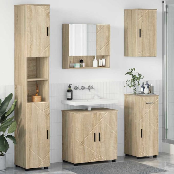 vidaXL - Badkamermeubel - Set - 5 - st - Sonoma - Eiken - 61 - x - 35 - x - 64 - cm