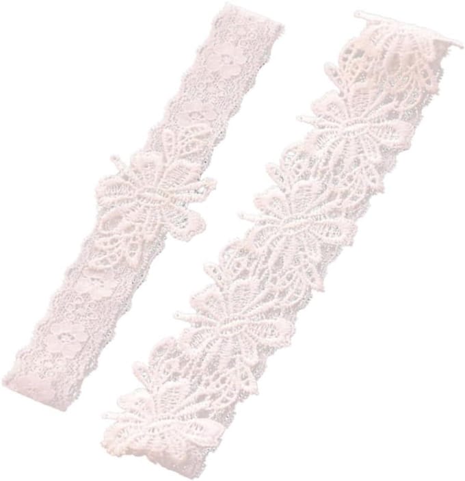 Kanten Kousenband - Bruids accessoire - Bruiloft versiering - Elastisch kant - 40-60 cm - Wit