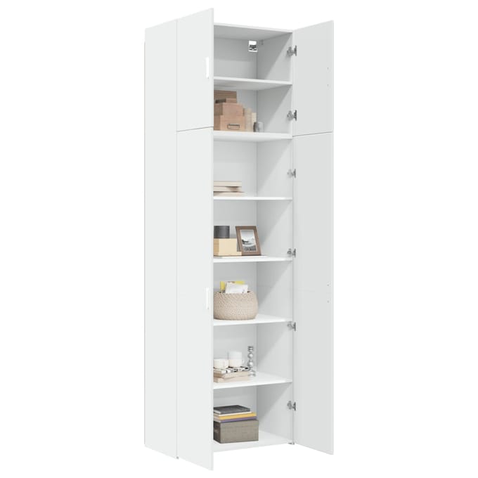 vidaXL - Hoge - kast - 80x42,5x249 - cm - bewerkt - hout - wit