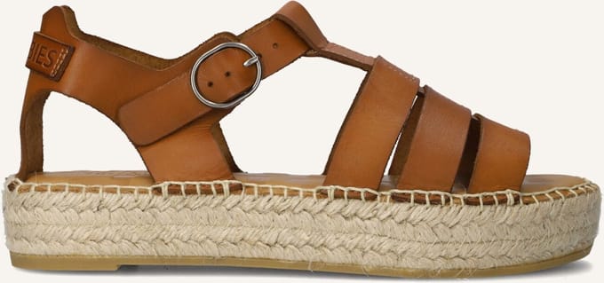 Shabbies Kira Iris Sandalen - Dames - Camel - Maat 37