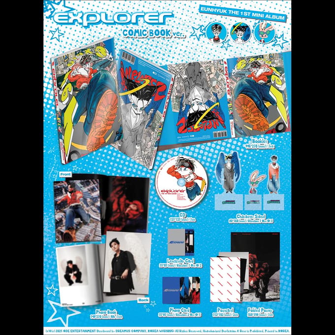 EUNHYUK (SUPER JUNIOR) - EXPLORER 1e Mini Album (Stripboek Ver.) + Gratis geschenk 1EA gray