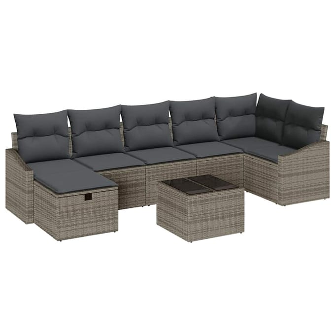vidaXL - Bankstel - 8 - st - poly - rattan