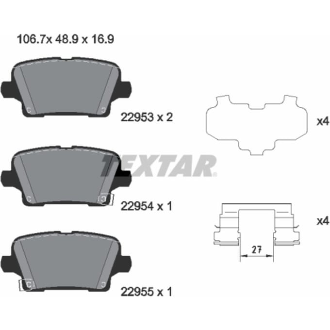 Remblokset TEXTAR 2295301, achter