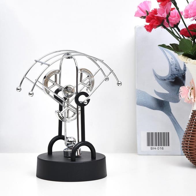Semi arc shape Revolving Gadget Perpetual Motion Desk Office Decor Physics Science Art Toy white