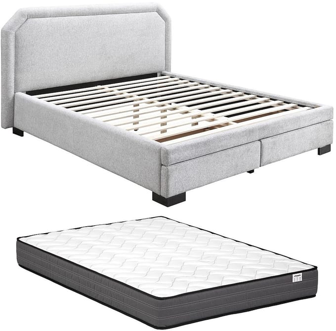 Vente-unique Bedframe stof lichtgrijs 140 x 190 cm