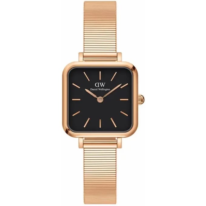 Daniel Wellington Quadro Studio Black Rose Gold DW00100518 - Dameshorloge 22x22mm